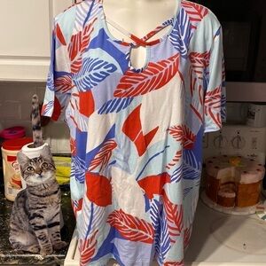 A womens Coral Bay casual short sleeve stretch plus size top 3X